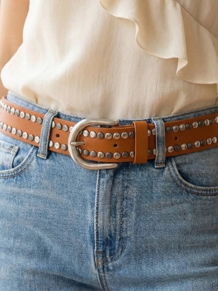 Trendy Vegan Leather Studded Belt